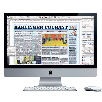 De Harlinger Courant die wordt opgemaakt in DTP software