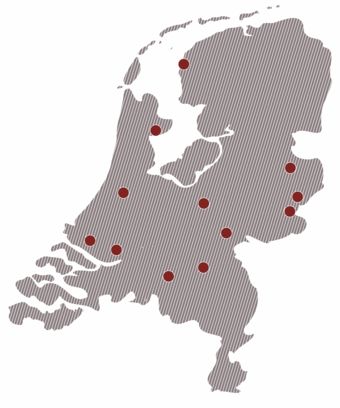 Kaart met locaties van Digi Groep