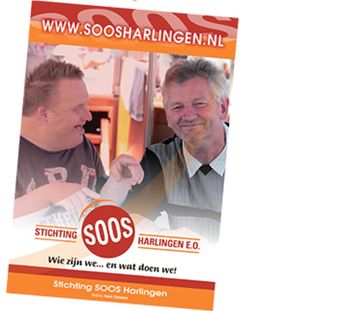 Flyer van stichting Soos Harlingen, gedrukt bij Flevodruk Harlingen